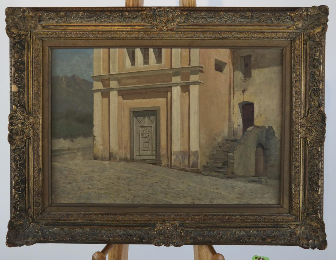 Italian Courtyard Scene - Oil on Canvas (1 of 5)