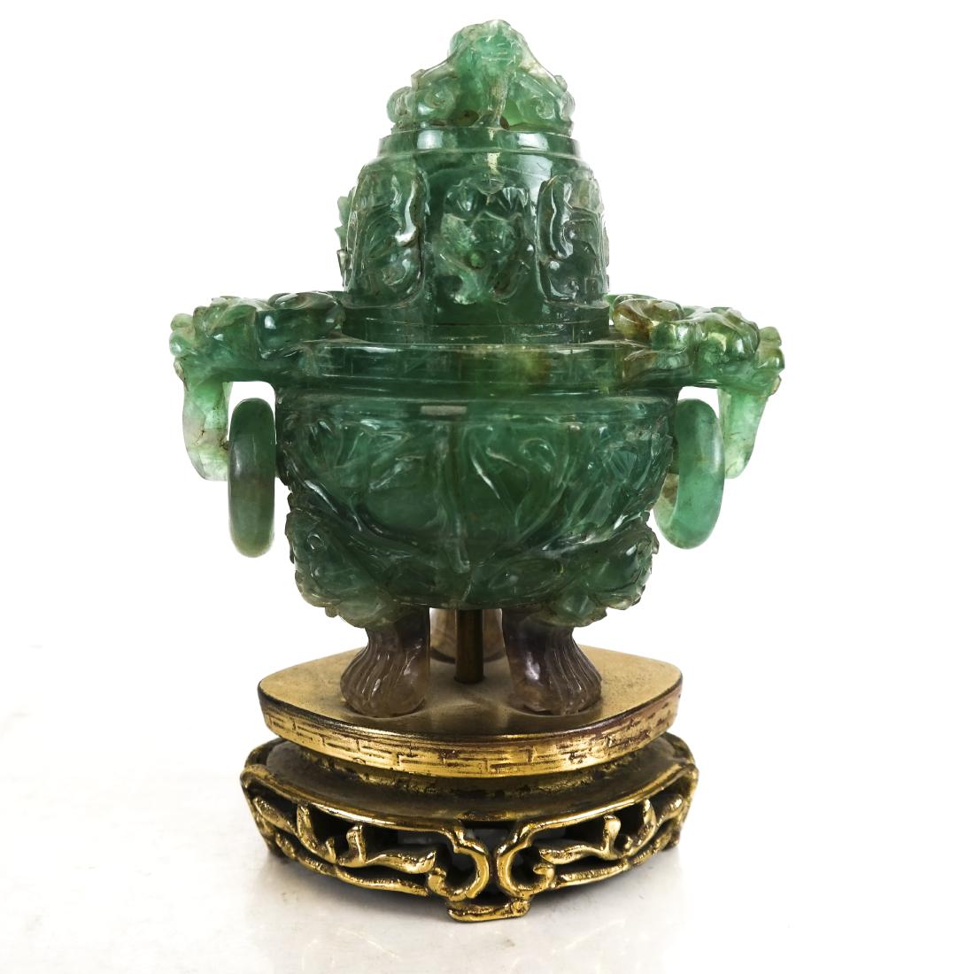 Chinese Carved Quartz and Gilt Bronze Censer (1 of 6)