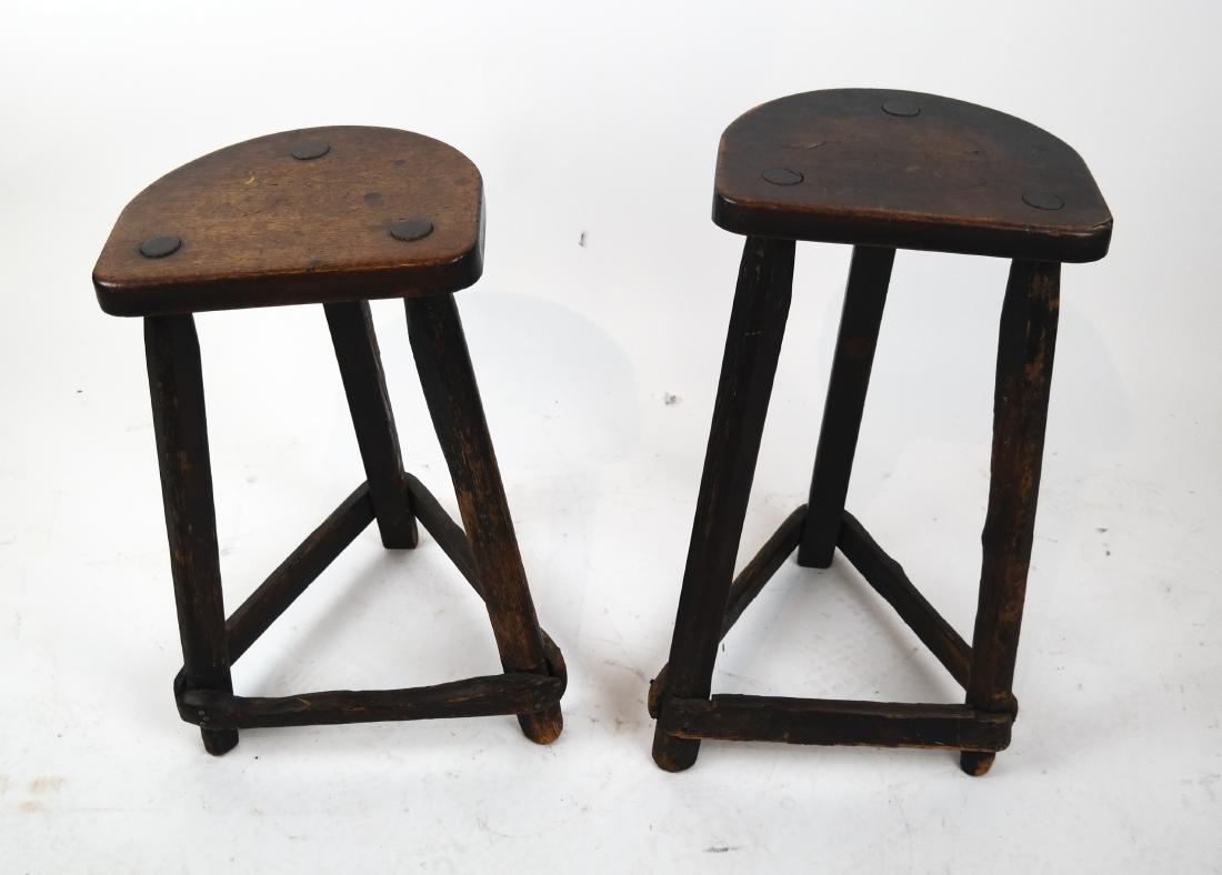 Pair of Antique English Oak Stools (1 of 4)