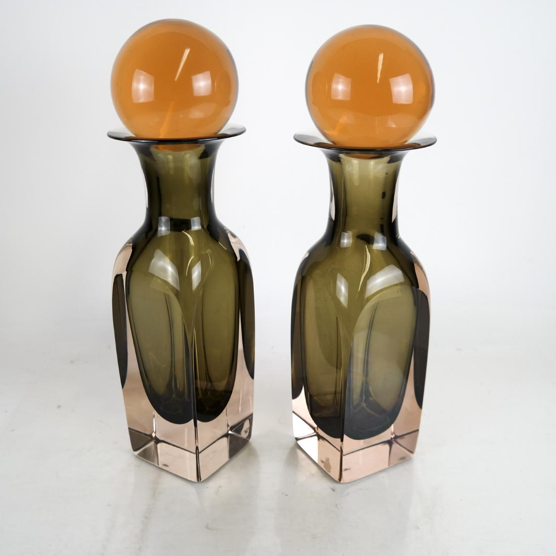 Pair of Seguso Murano Amber Glass Bottles (1 of 5)