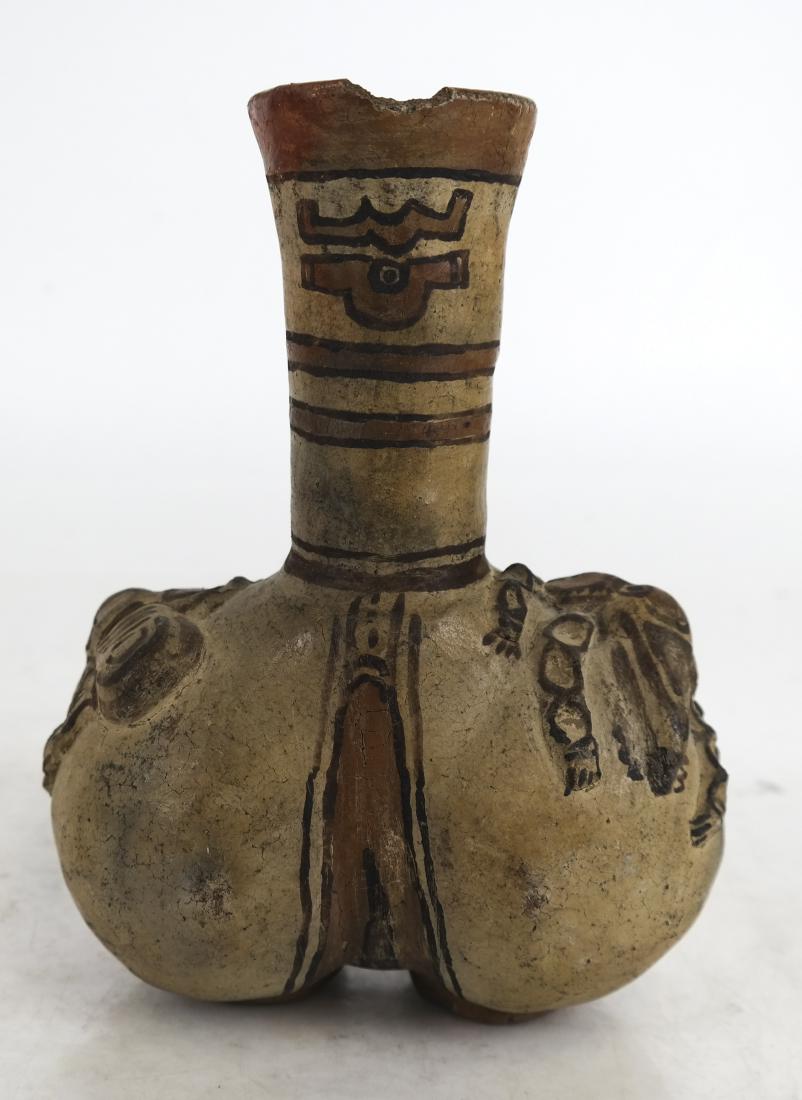 Twin-Bodied Mayan-Style Painted & Relief Vase (1 of 7)