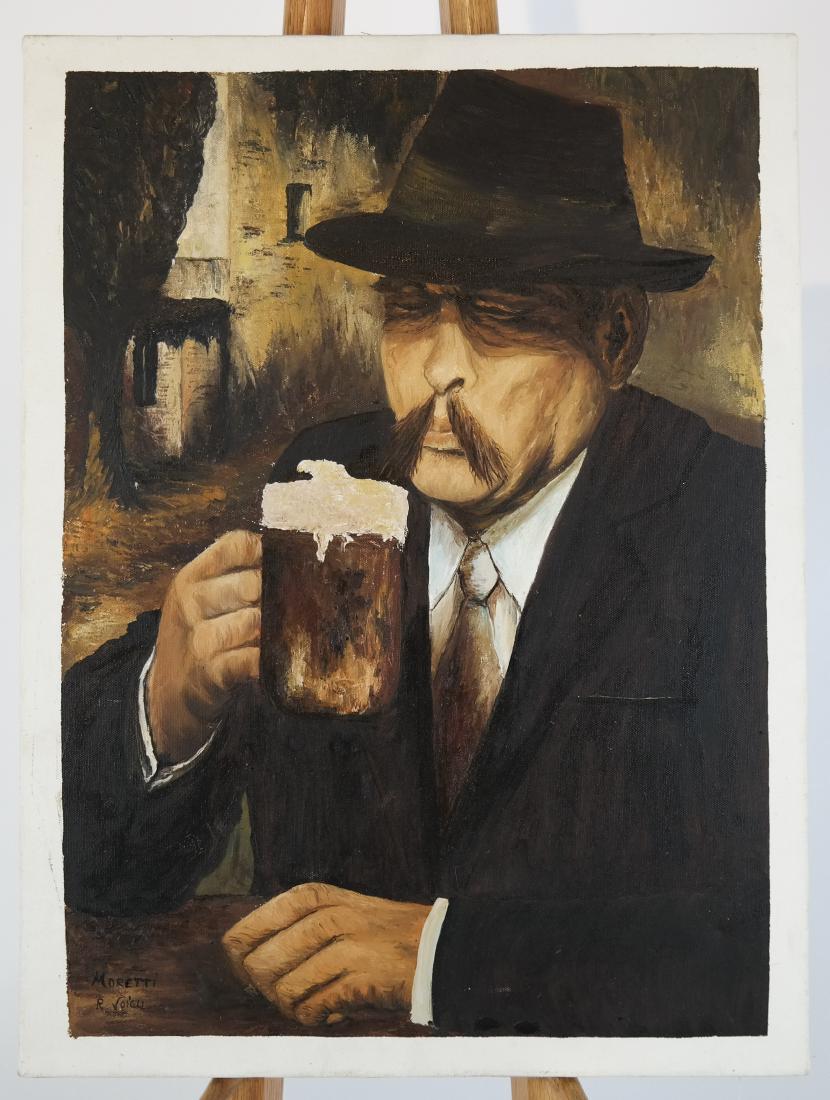 R. Voicu MORETTI: Man with a Beer - Oil on Canvas (1 of 5)