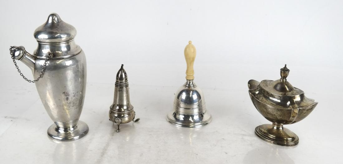 Sterling Silver Group - Bell, Pot, Flask & Shaker (1 of 8)