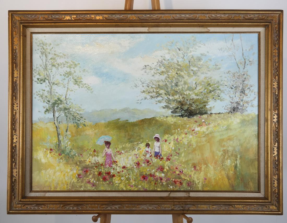 MARK:  "Children In A Meadow" - Oil on Canvas (1 of 7)