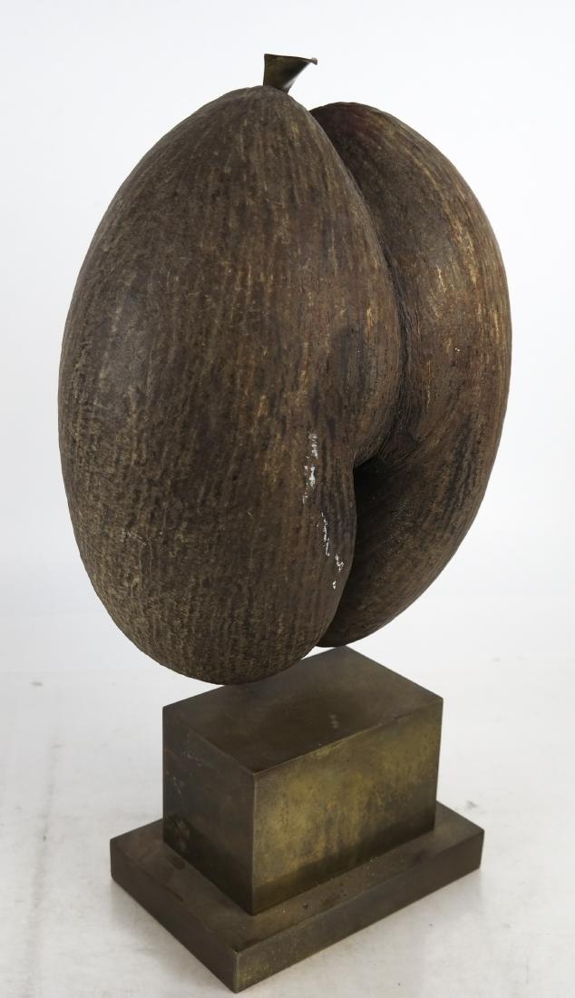 Walnut-Style Sculpture On Brass Stand (1 of 5)