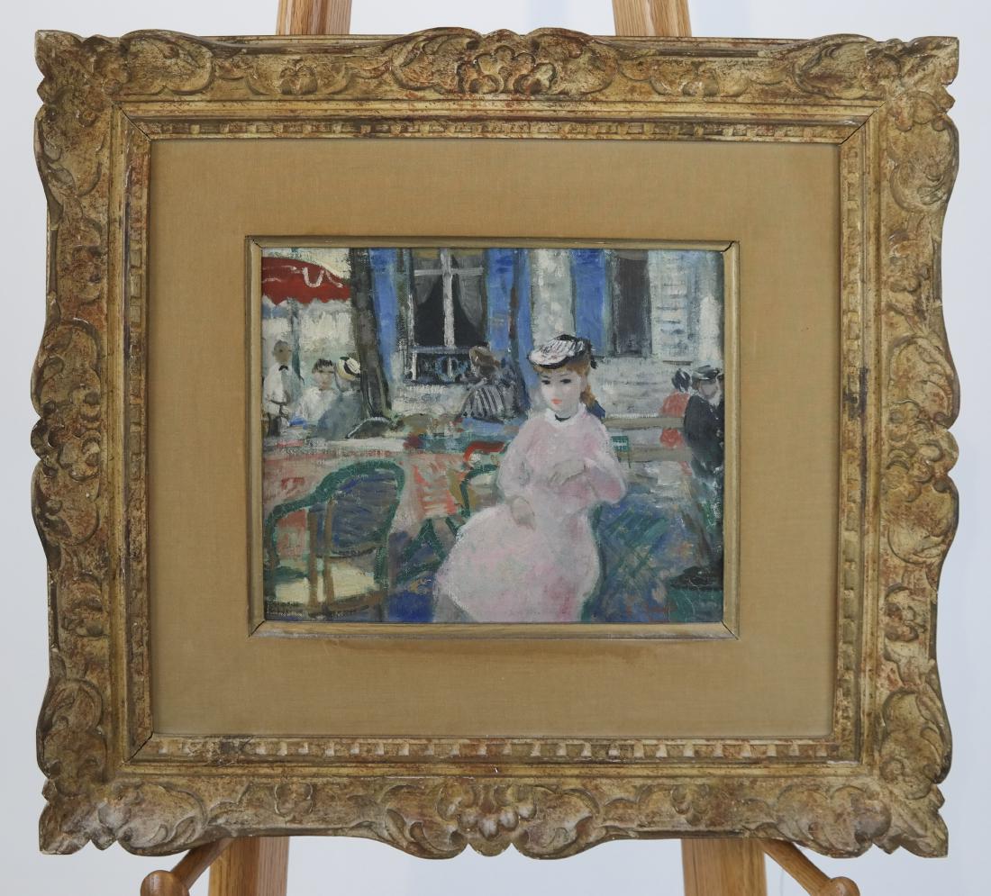 Francois GALL: Cafe Scene - Oil on Canvas (1 of 4)