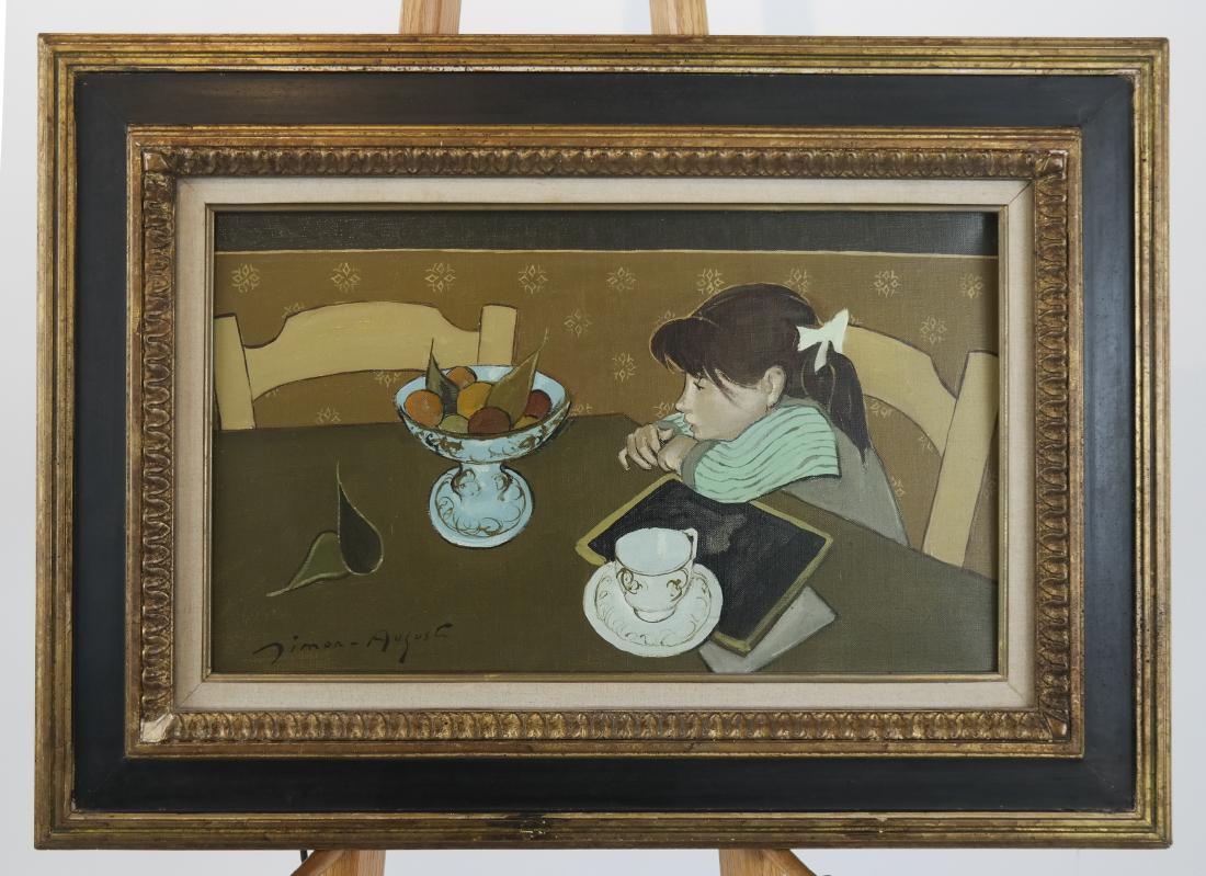 Simon AUGUSTE: Child at a Table - Oil on Canvas (1 of 6)