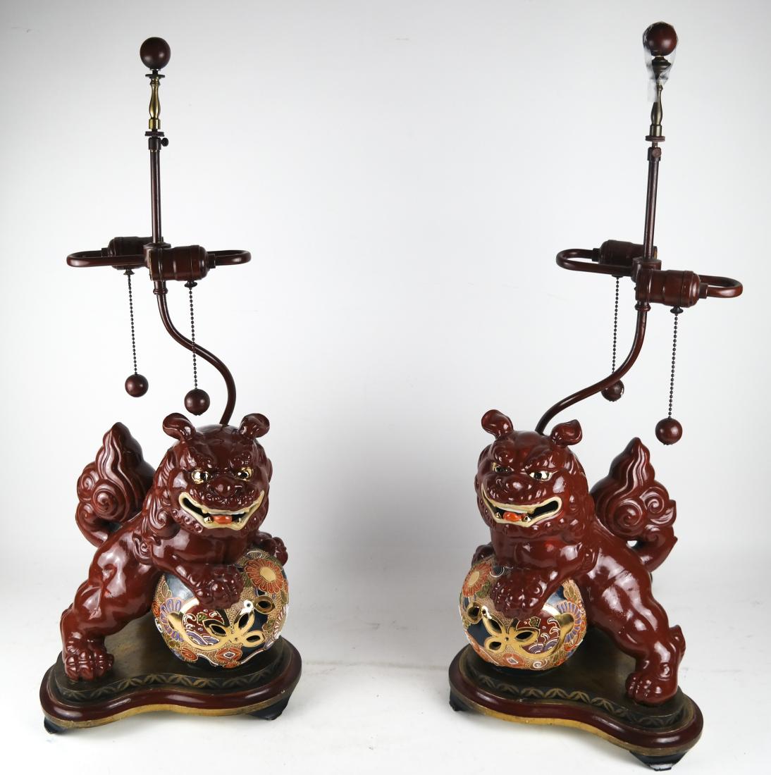 Pair Chinese Foo Dog Lamps (1 of 9)