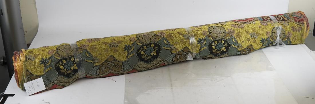 14 1/4 Yards of Etro (Italy) Jacquard Fabric: 14 1/4 yards of Etro's Chinese-inspired design in red, golds and blue, with accents of pink, ocher, black and beige. The 4-field jacquard is woven in viscose and cotton at a 54" width. Good for light-