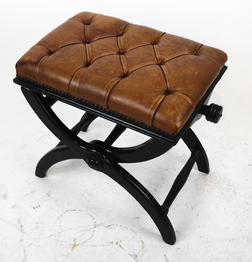 Tufted Leather X-Form Bench/Stool (1 of 4)