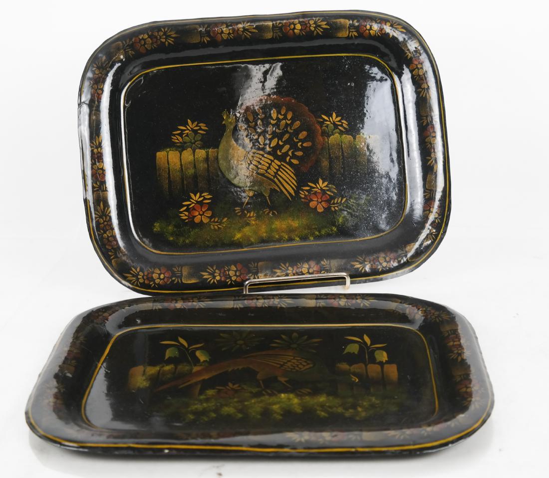 Pair Chinese Lacquer Gilt Painted Trays (1 of 7)