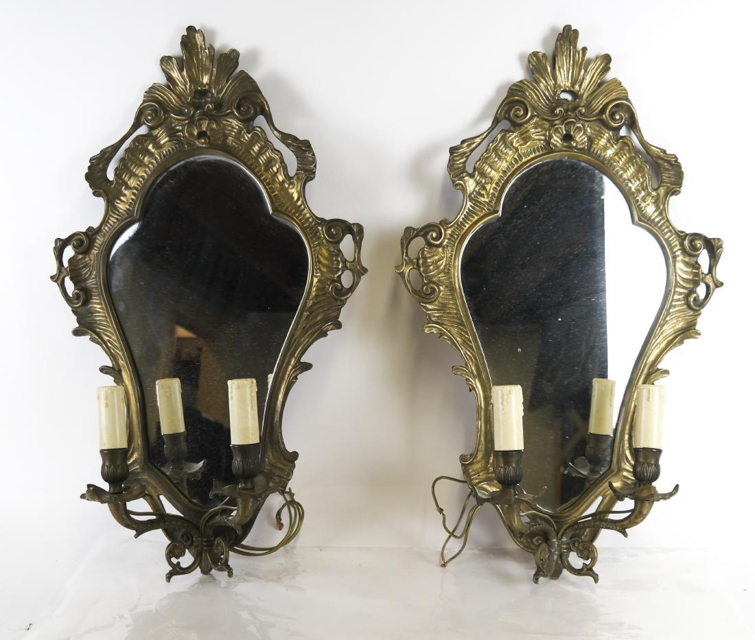 Pair of Brass Mirrored Sconces (1 of 3)
