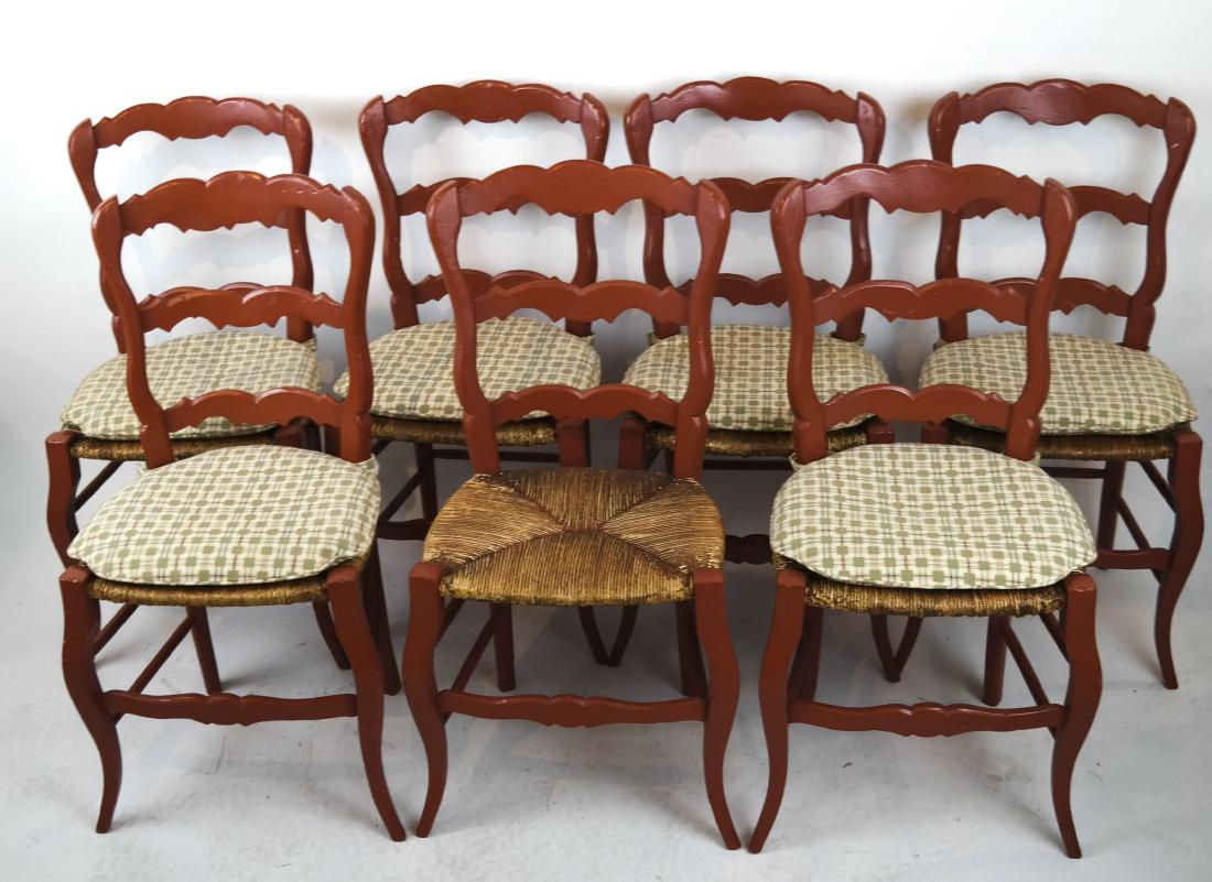 Seven Painted Primitive Rush Seat Chairs (1 of 7)