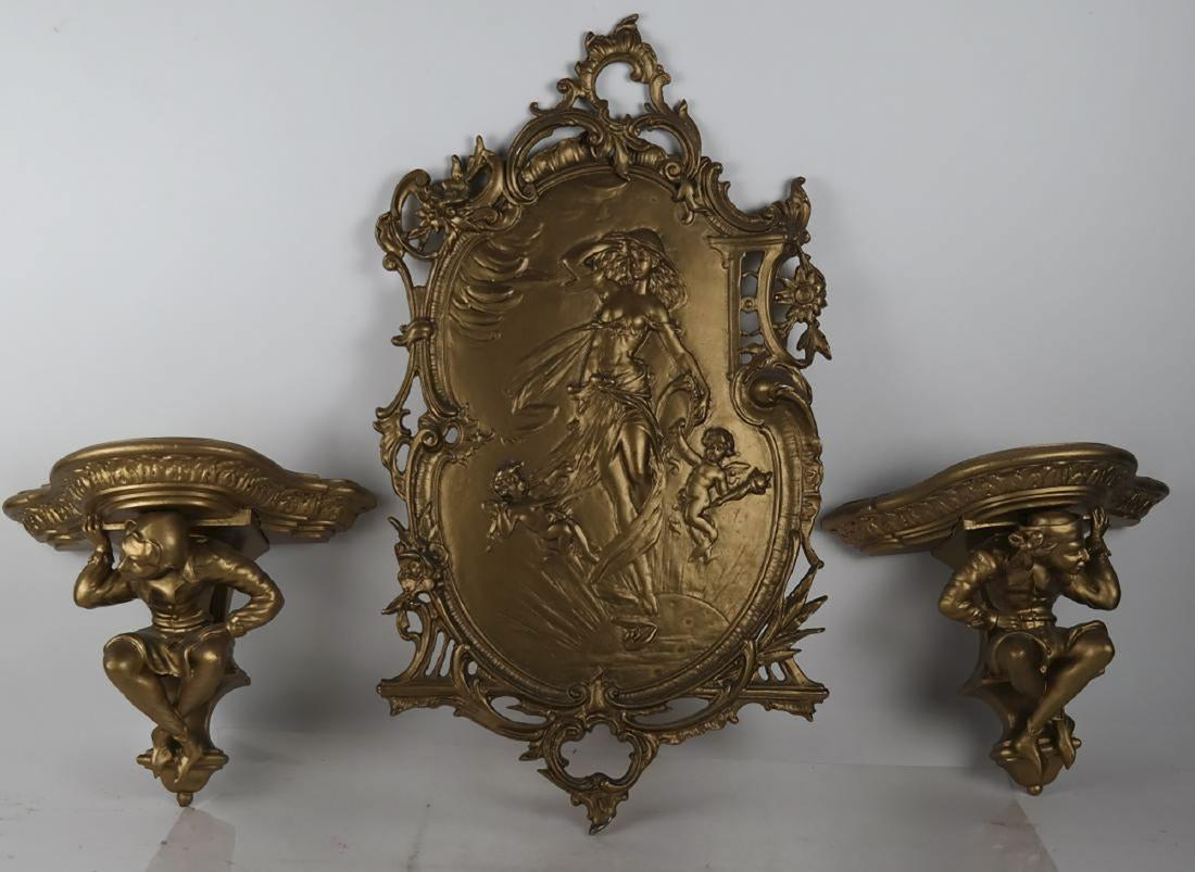 Pair of Gilt Wood Wall Brackets & A Plaque (1 of 6)
