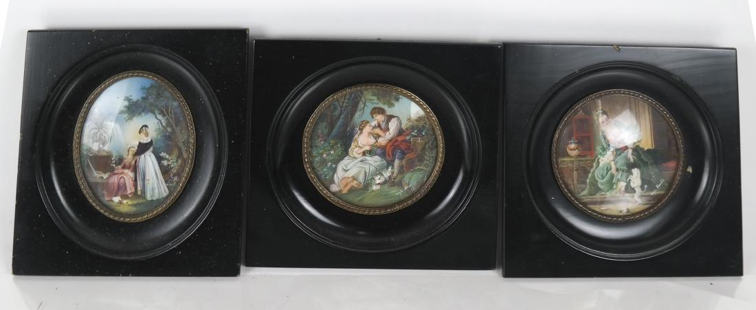 Three 18th C.-Style Miniatures in Wood Frames (1 of 4)