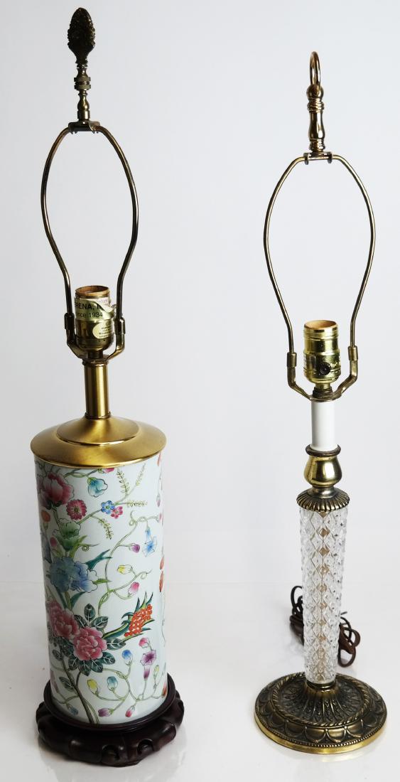 2 Lamps: Asian-Style Floral & Cut Glass on Brass (1 of 7)