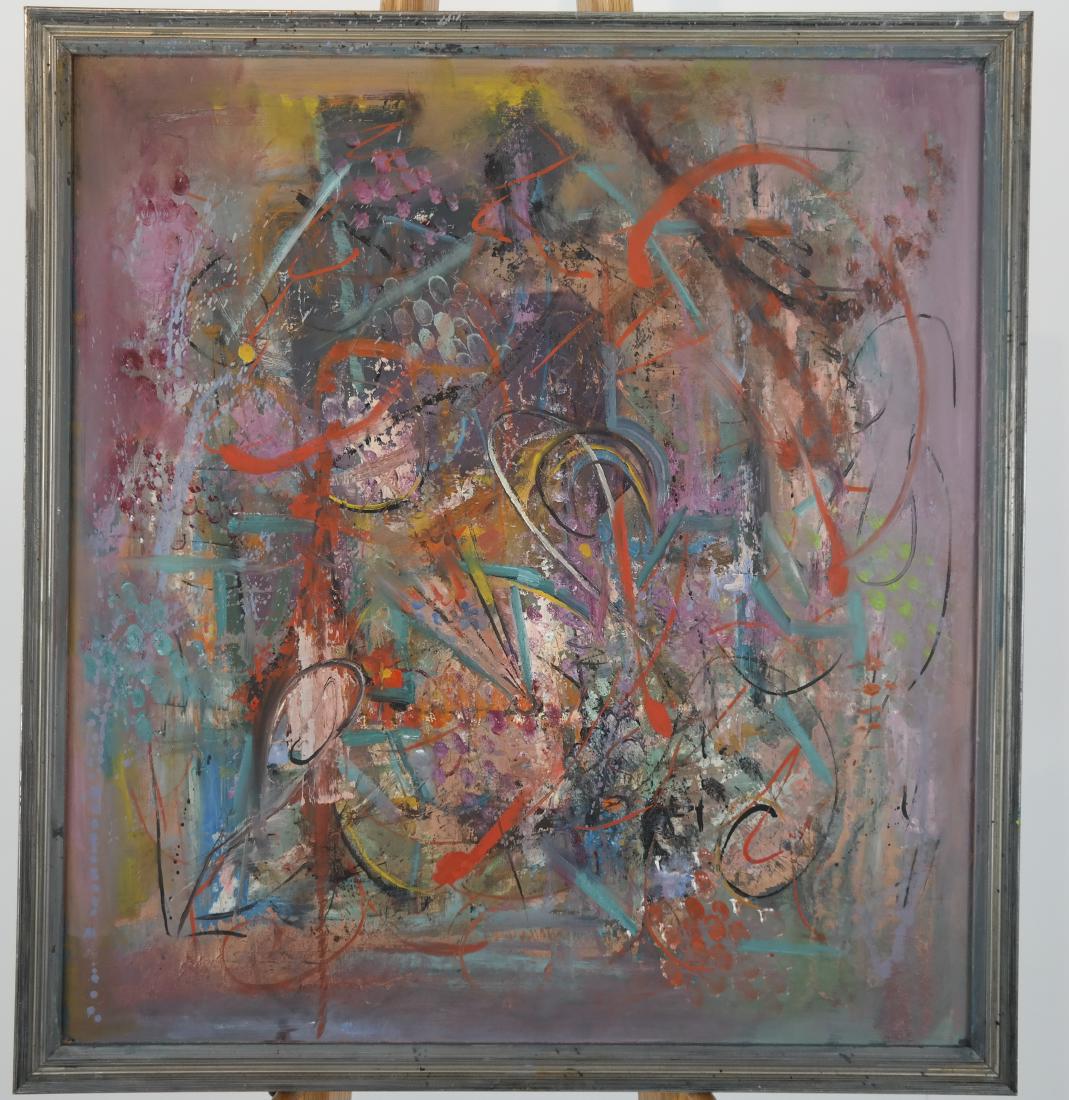 Three Dolls On A Ledge - Abstract Oil on Pane: (1 of 4)