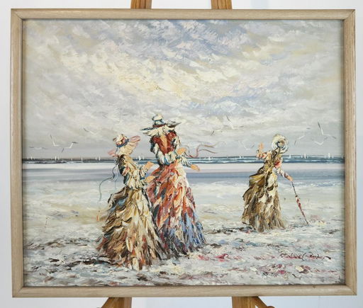 Marie Charlot Beach Scene Acrylic On Canvas Aug 10 2019