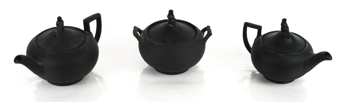Wedgwood Jasperware Black Basalt Tea Set - 3 Pcs. (1 of 8)