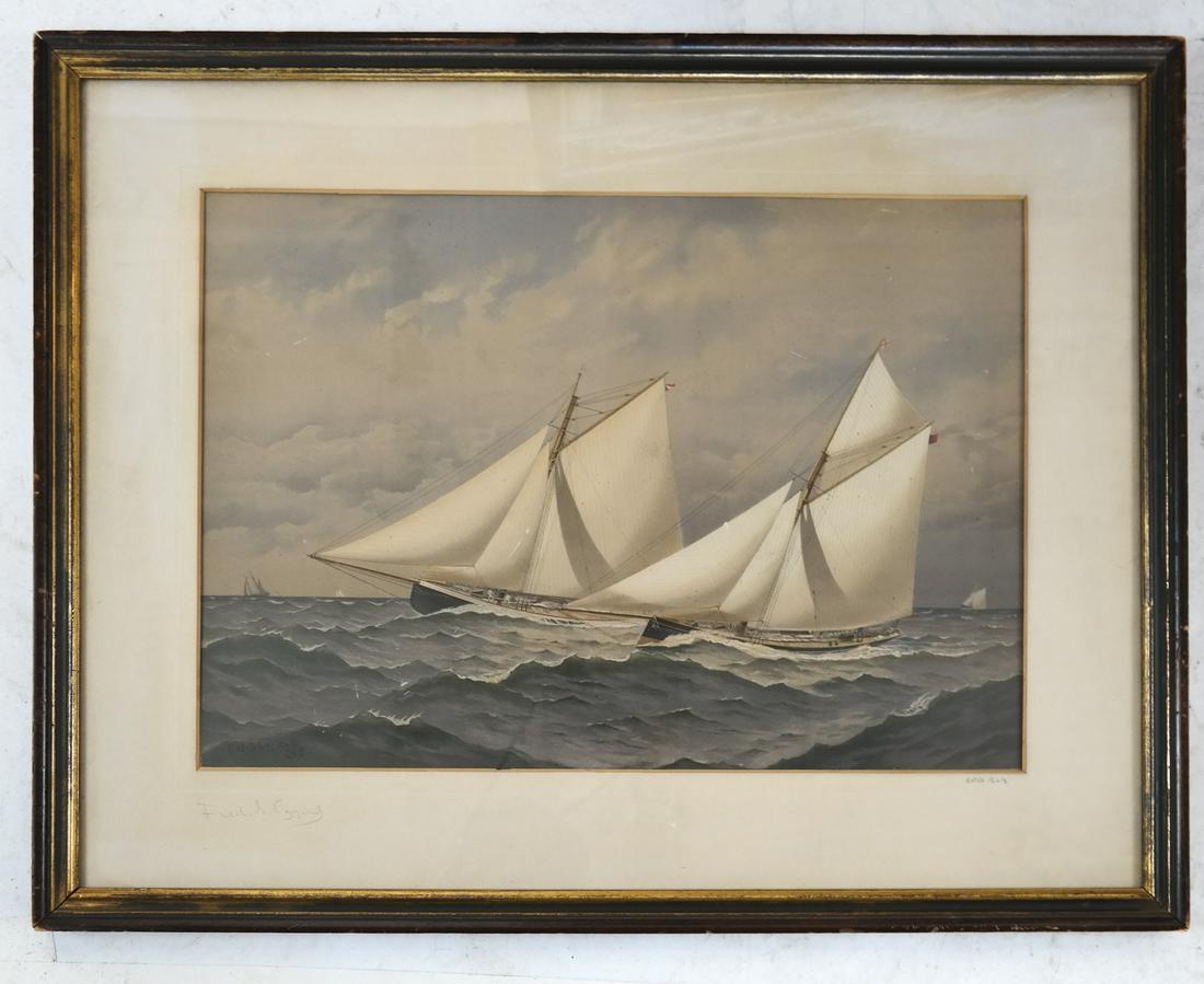 Fred COZZENS (1846-1928):  Yacht Race - Lithograph (1 of 5)