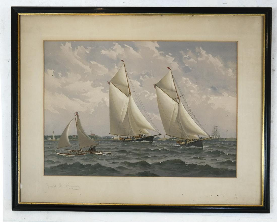 Fred COZZENS (1846-1928):  Yacht Race - Lithograph (1 of 5)