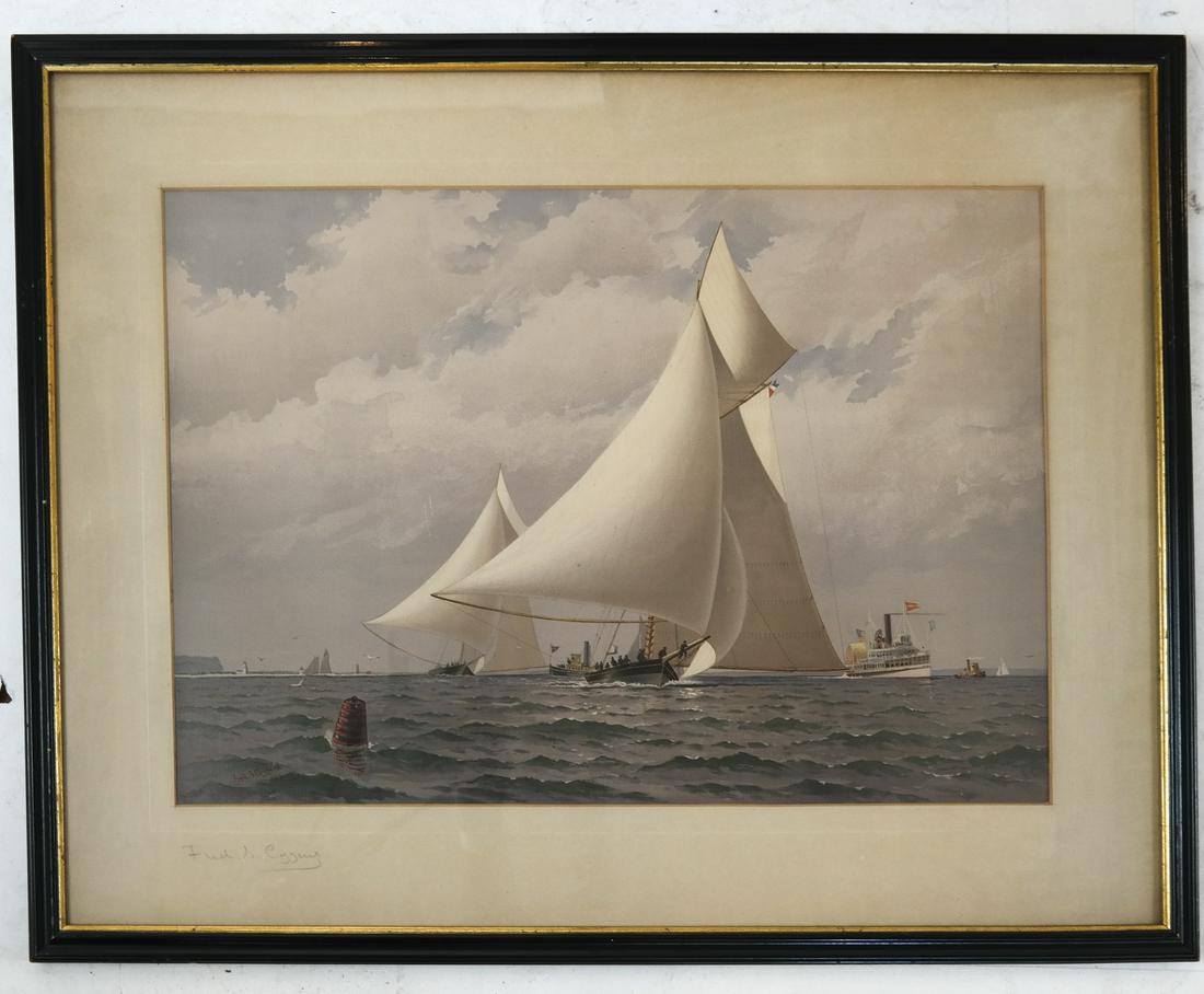 Fred COZZENS (1846-1928):  Yacht Race - Lithograph (1 of 5)
