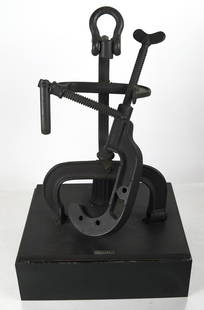 Benedict TATTI: "Cellist" - Steel & Iron Sculpture: Abstract sculpture. [16 x 12 x 9 inches].