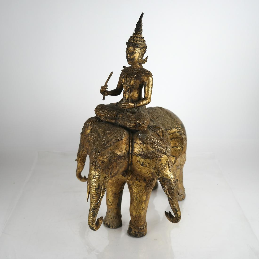 Antique Tibetan Elephant and Rider - Bronze (1 of 6)