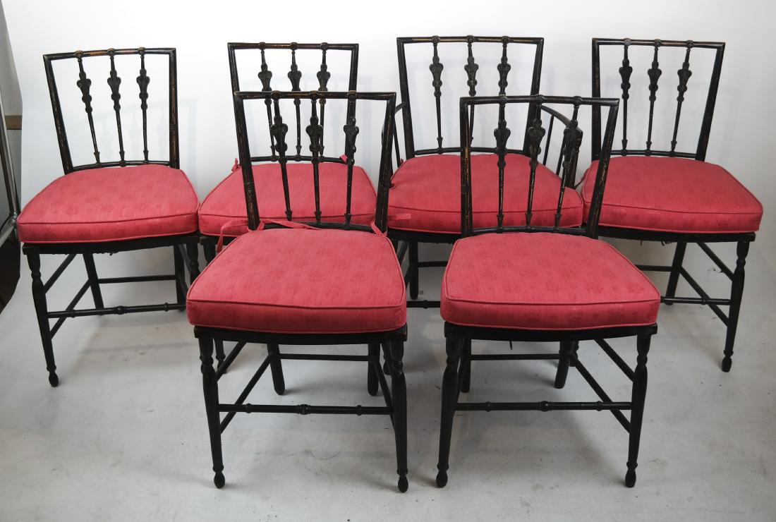 Set of Six Antique Rush-Seat Faux Bamboo Chairs (1 of 8)