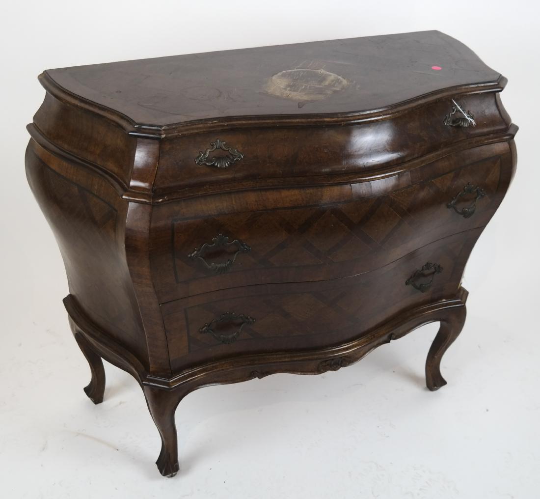 Continental Parquetry Inlaid Bombe Commode (1 of 9)