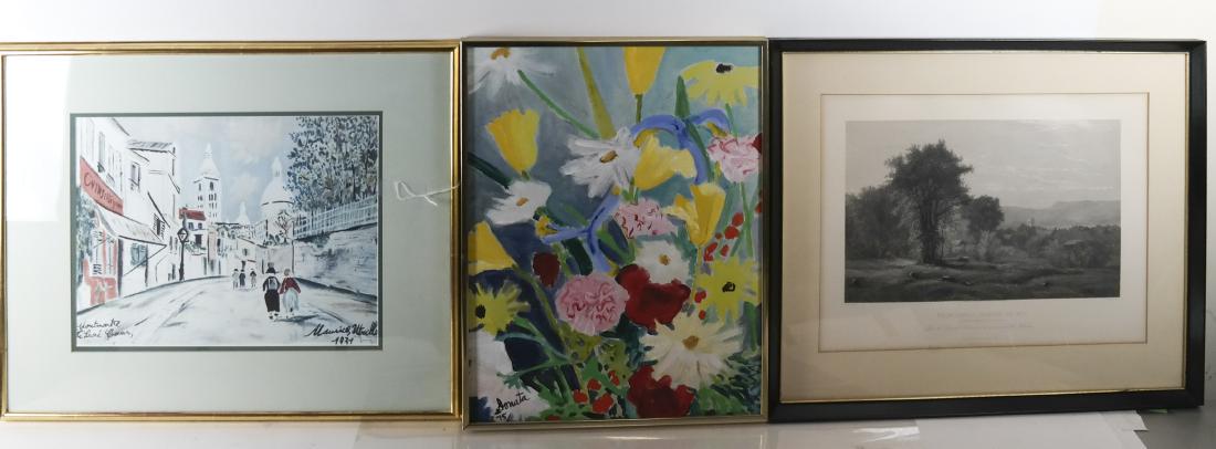 Two Prints & An Abstract Floral Oil on Canvas (1 of 9)