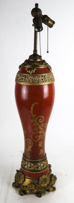 Painted Ceramic and Bronze Table Lamp (1 of 7)