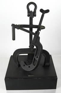 Benedict TATTI: "Cellist" - Steel & Iron Sculpture: Abstract sculpture. [16 x 12 x 9 inches].