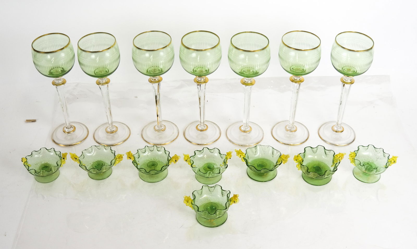 15 Pcs. Venetian Glass Stemware & Salt Cellars (1 of 6)