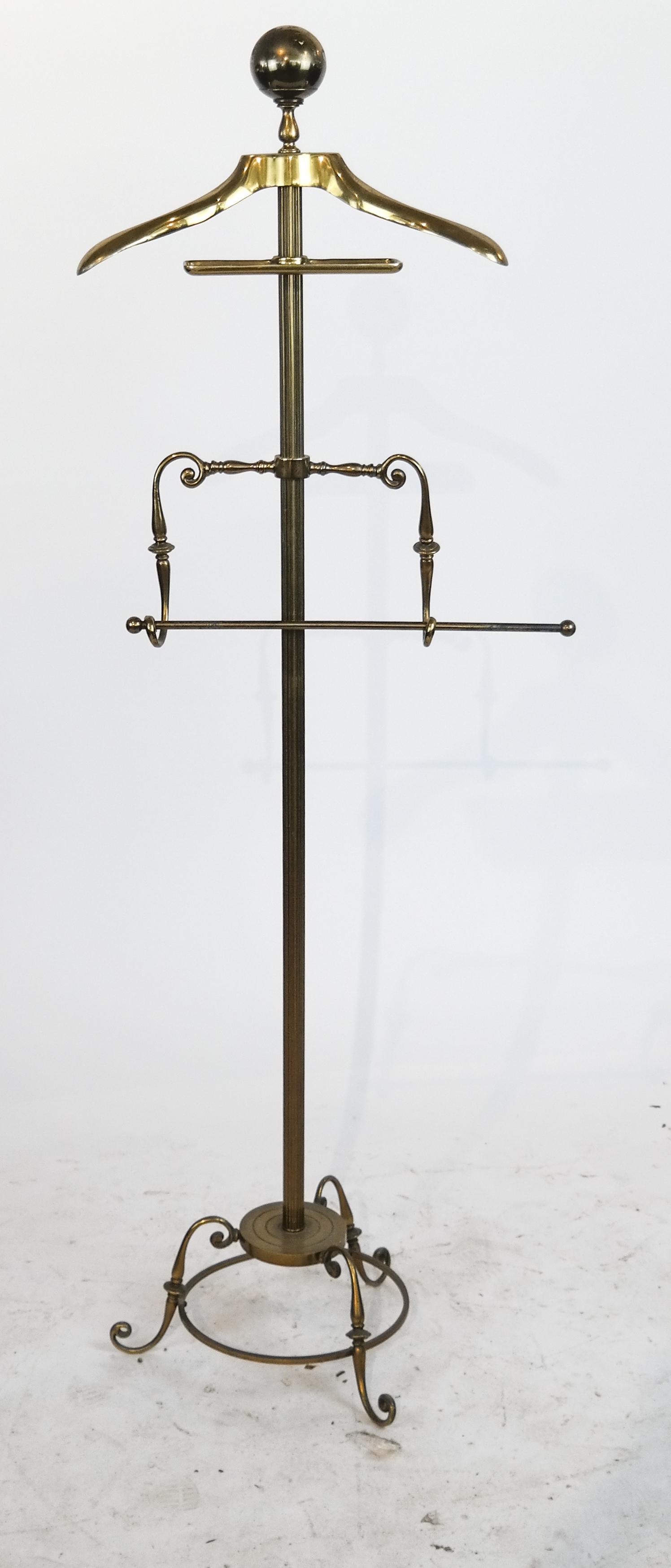 Bronze Valet: Bronze valet, on tripod base. [60 x 19 x 16 (dia) (base) inches].