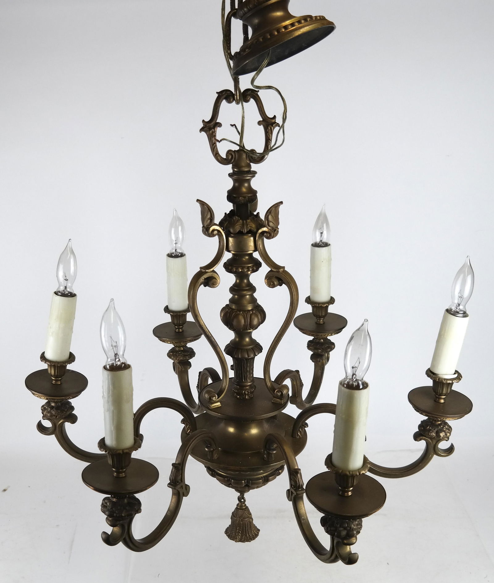 French-Style 6-Light Bronze Chandelier Fixture (1 of 5)