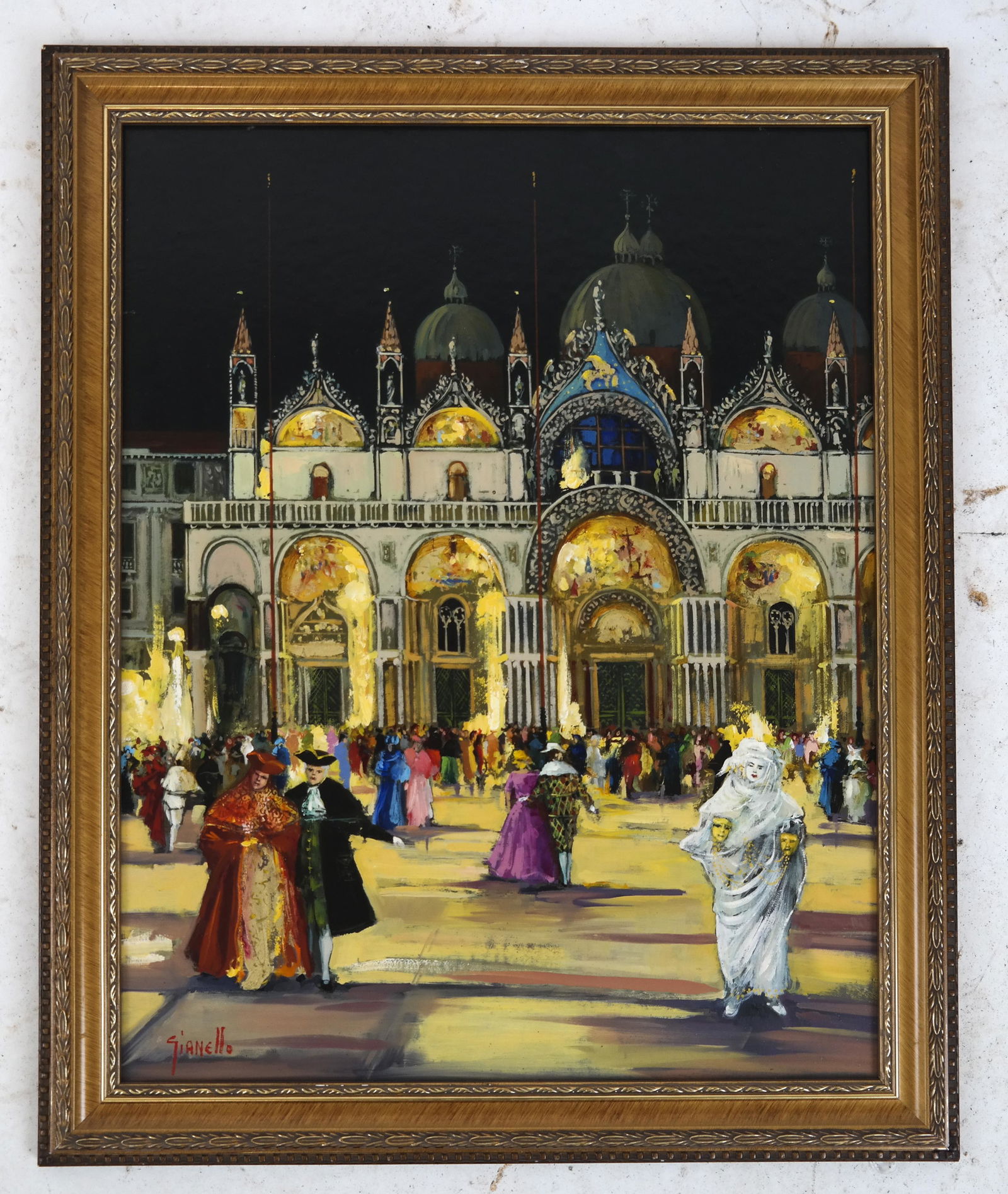 Mario GIANELLO:  Venetian Figural Scene - O/B (1 of 6)