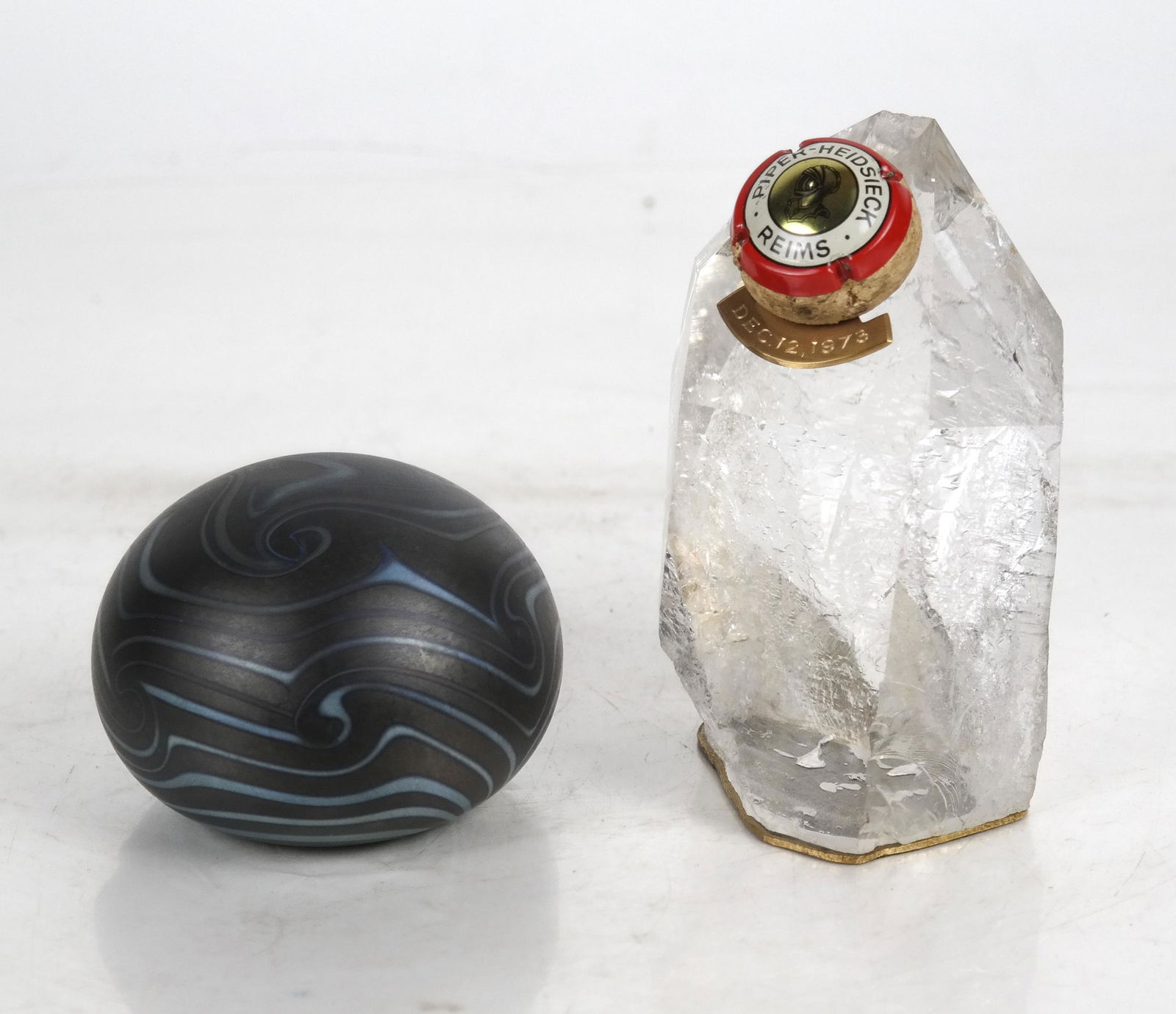 Two Paperweights: Rock Crystal & Art Glass (1 of 8)