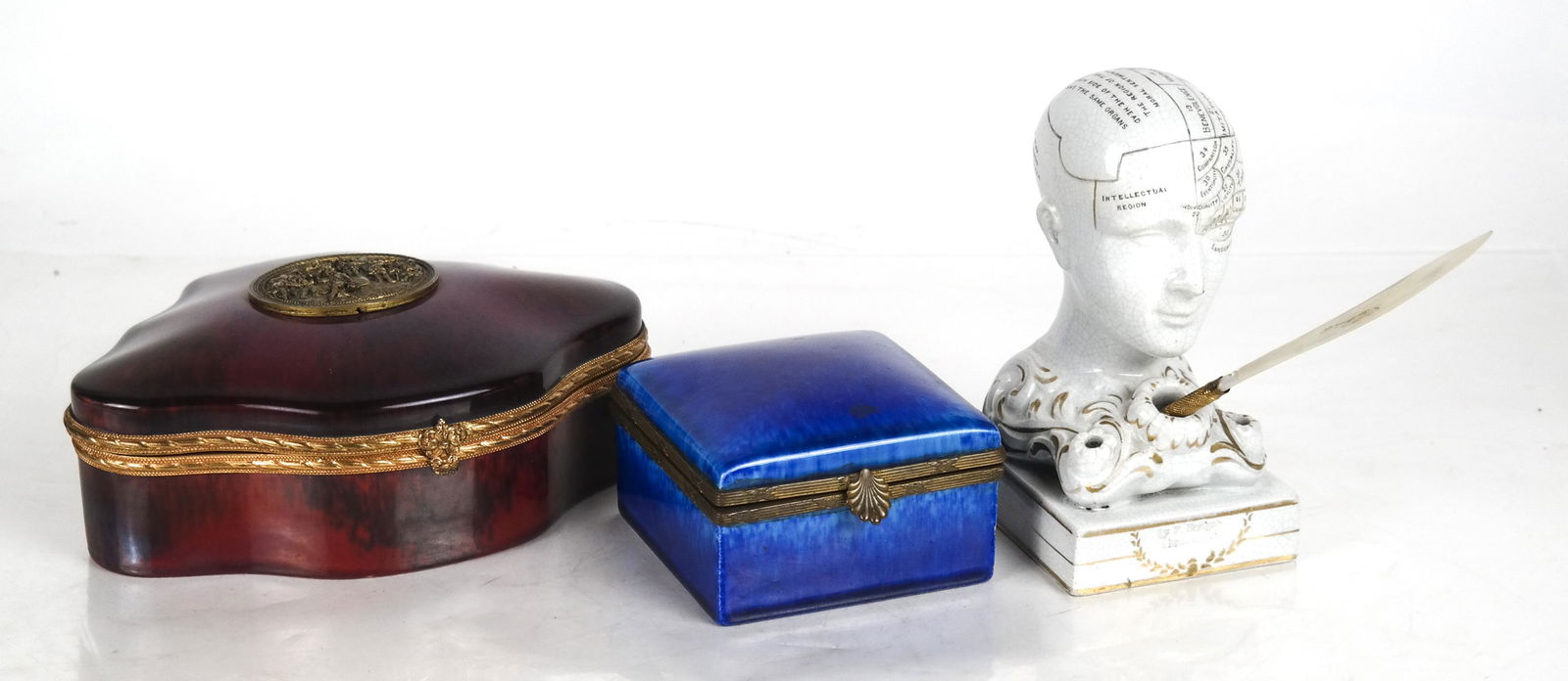 Sevres Porcelain Boxes & Phrenology Inkwell (1 of 13)