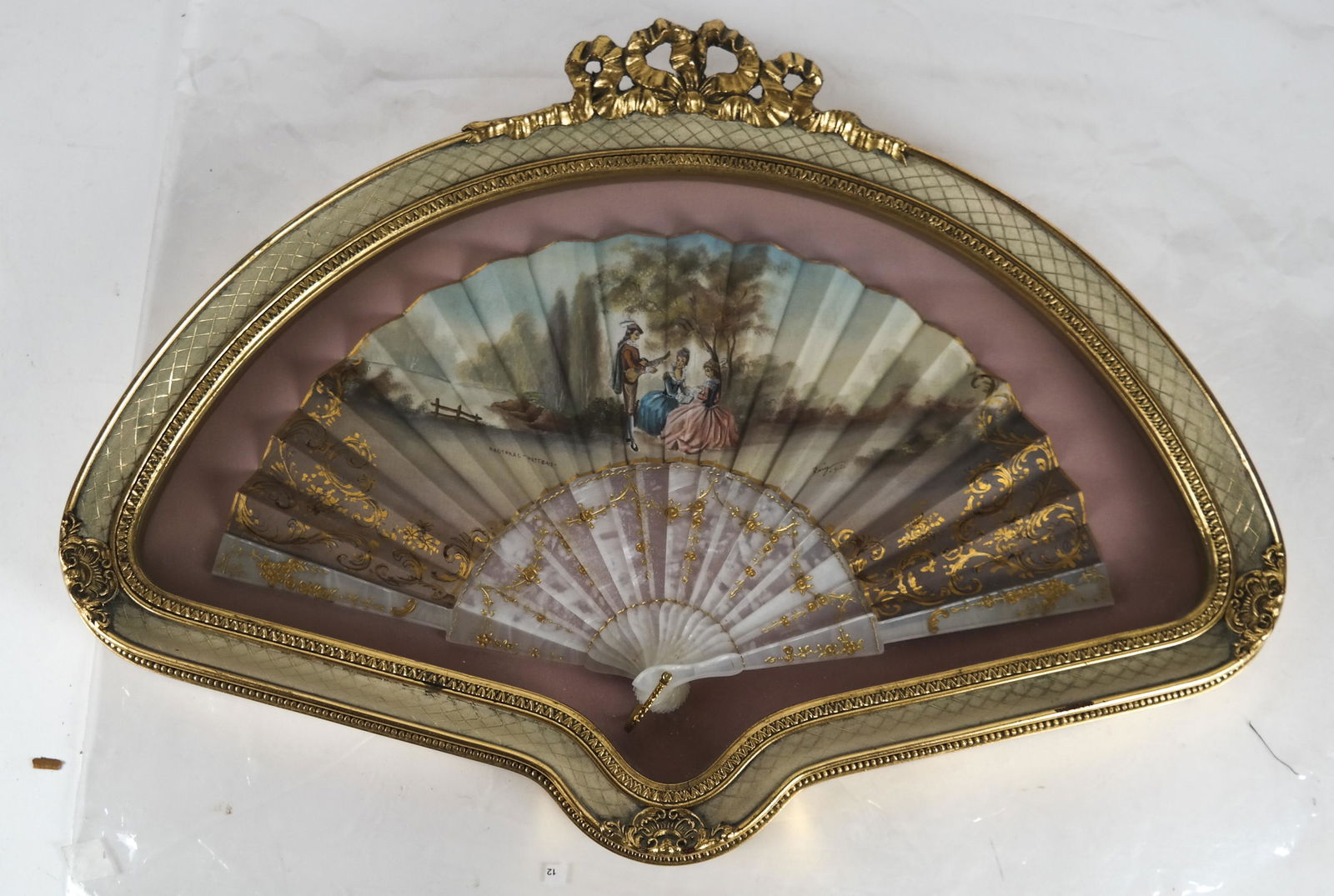 French-Style Modern Reproduction Fan, Framed (1 of 5)