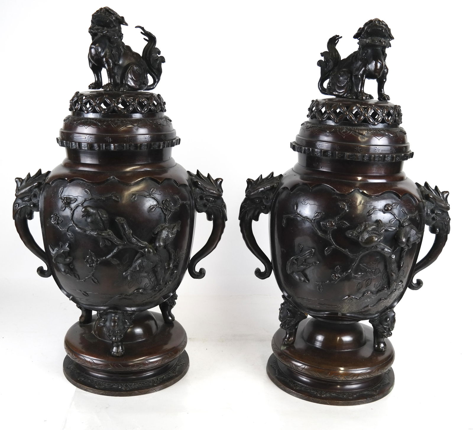 Pair Japanese Patinated Bronze Censers (1 of 11)