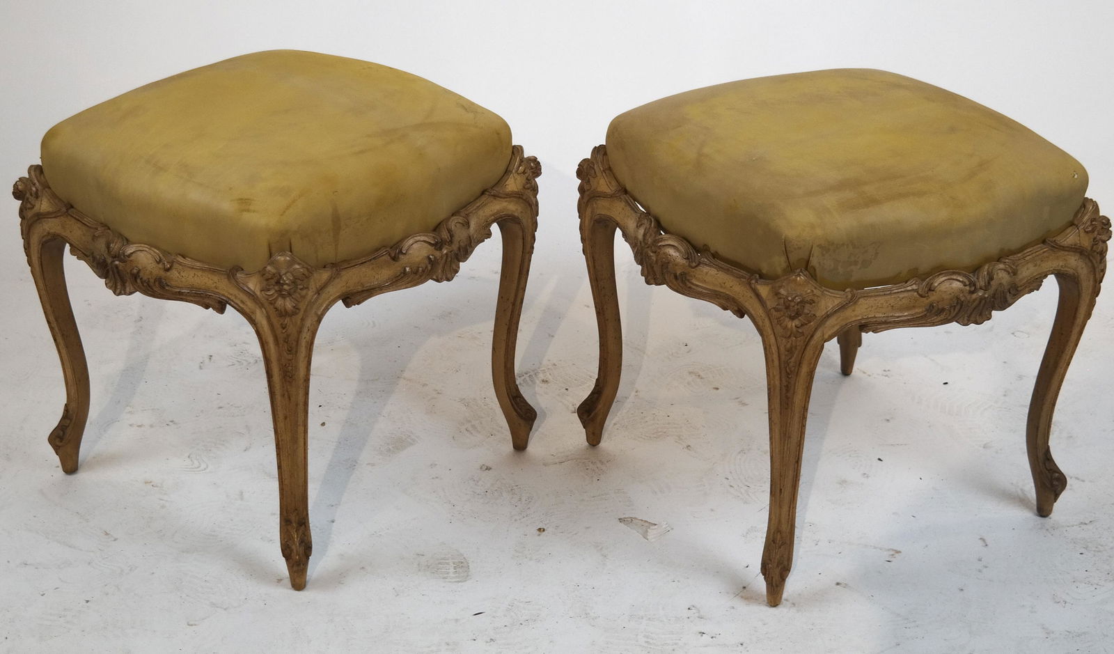 Pair of Venetian-Style Pickled Wood Foot Stools (1 of 7)