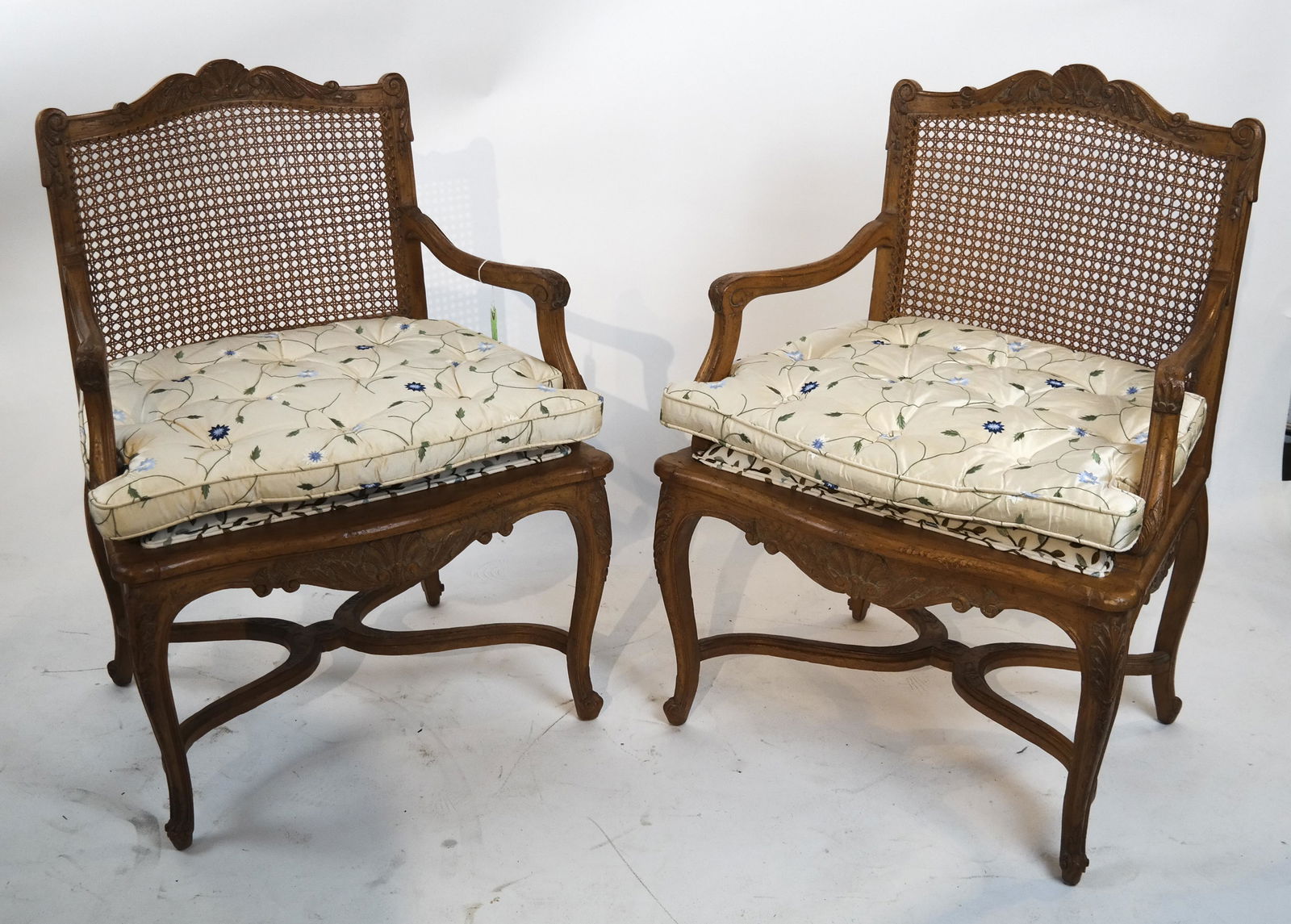 Pair Louis XV Provincial Walnut Bergeres (1 of 5)