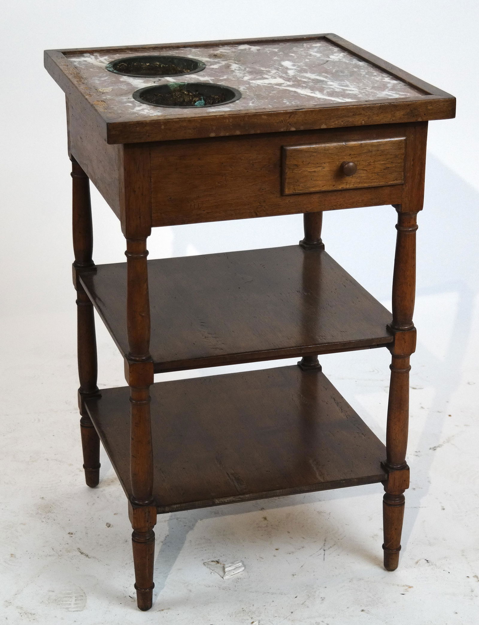 Directoire-Style Walnut Rouge Marble Planter Table (1 of 11)