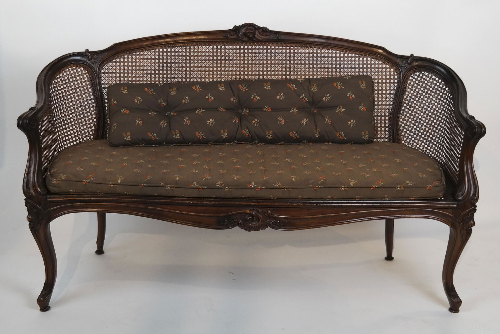 French Mahogany & Cane Loveseat (1 of 7)