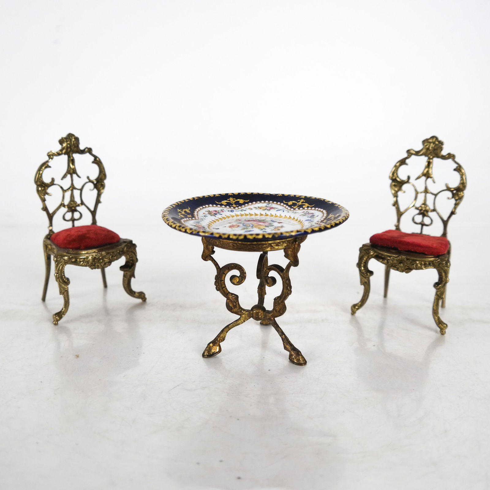 19th C. French Bronze Miniature Table & Chairs (1 of 8)