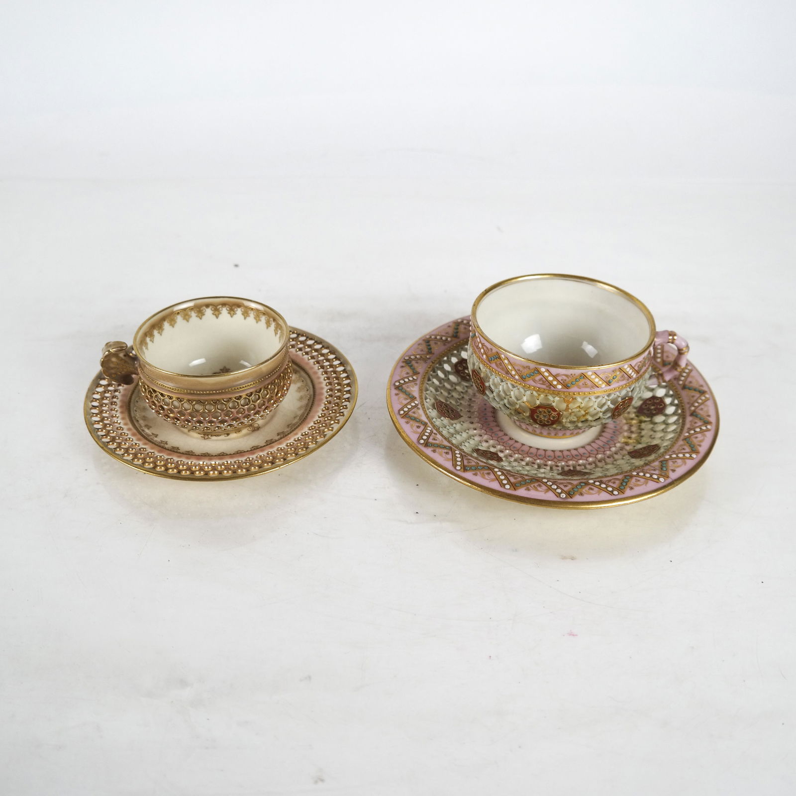 Two 19th C. Porcelain Cup & Saucer Sets (1 of 8)