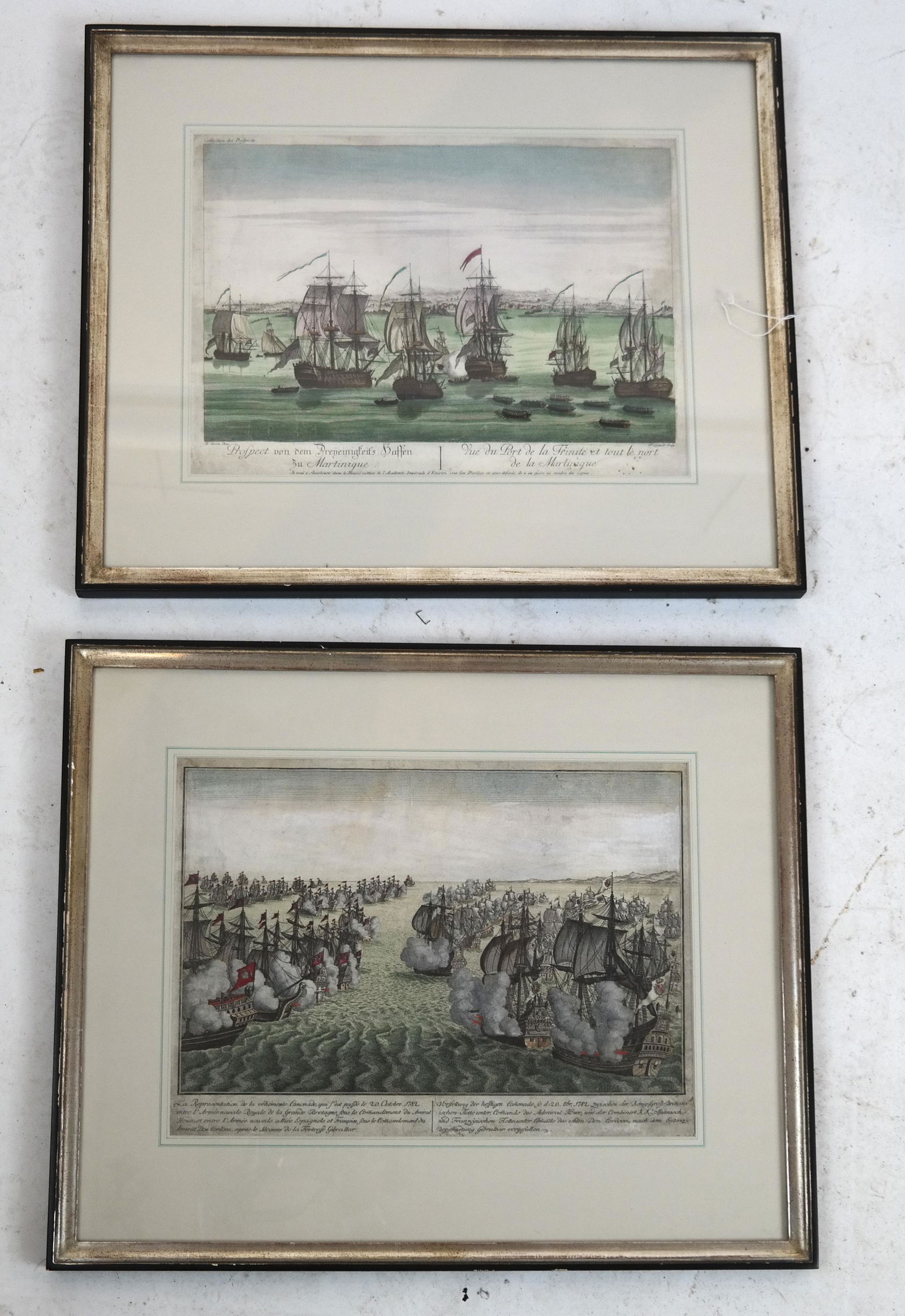 Pair of French Ship-Themed Tinted Lithographs (1 of 5)