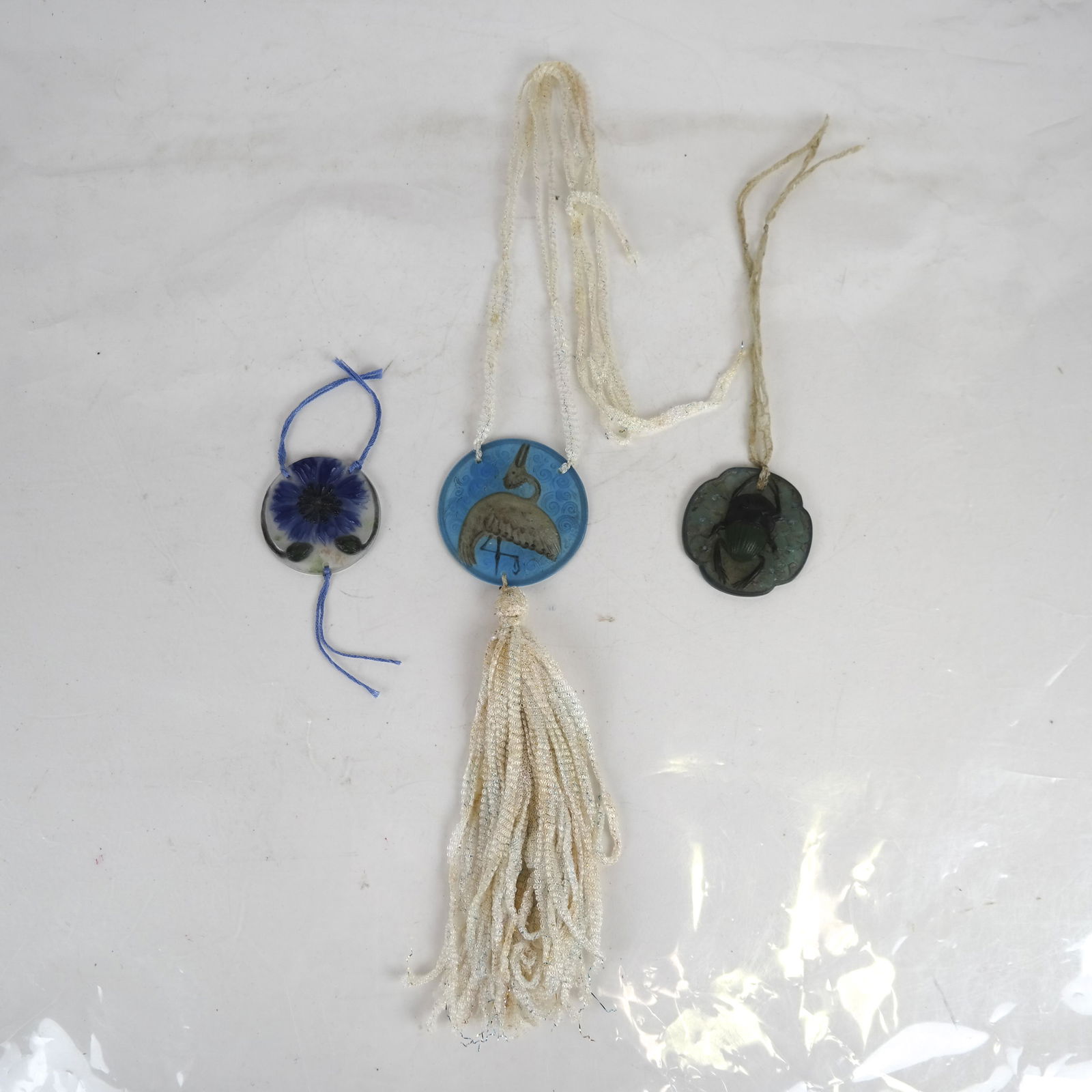 3 Cameo Glass Pate de Verre-Manner Pendants (1 of 6)