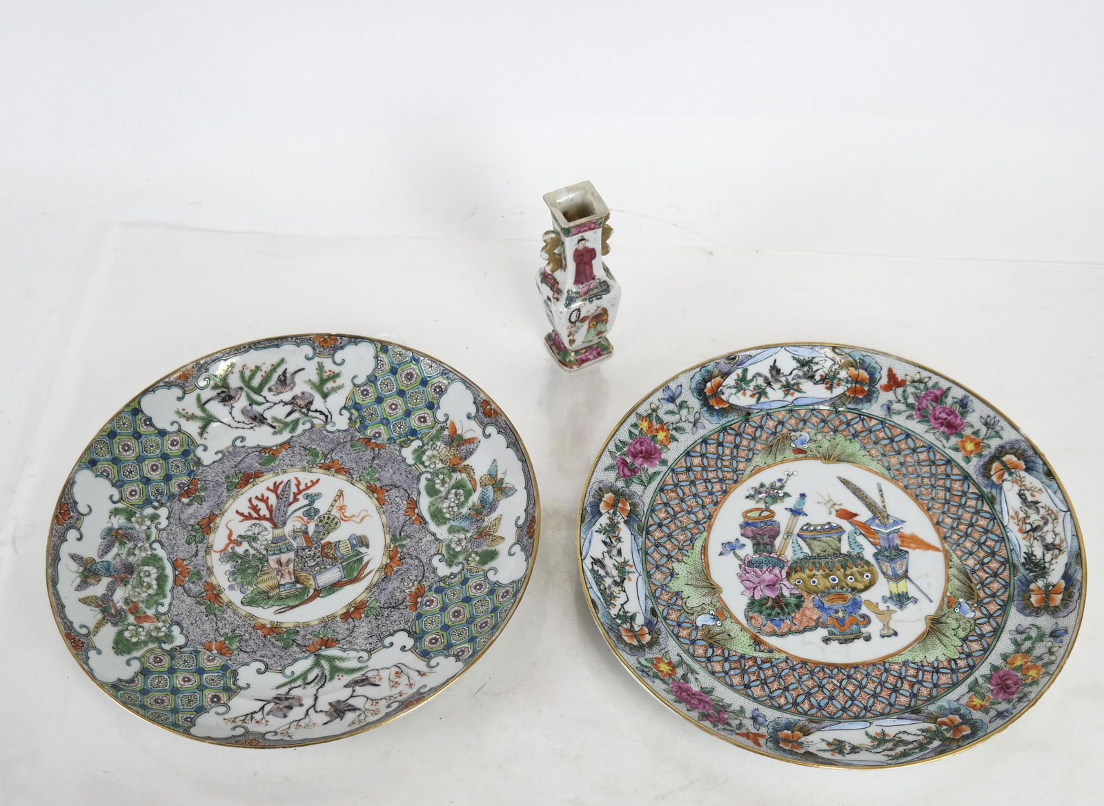 Three Asian Polychrome Porcelain Items (1 of 9)
